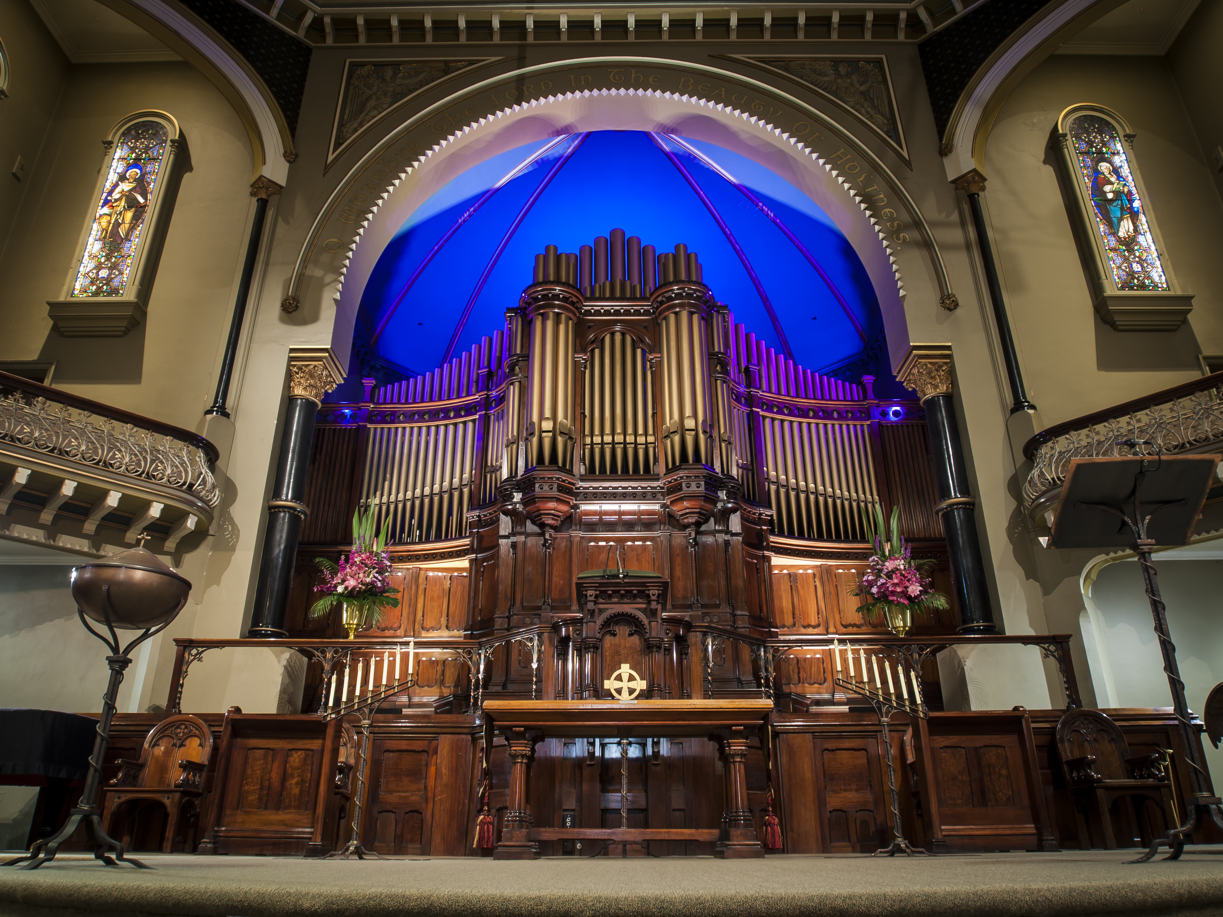 St Michael's Church Organ - Coloured Lights - Photo by Jackson Raine 2015 (1)